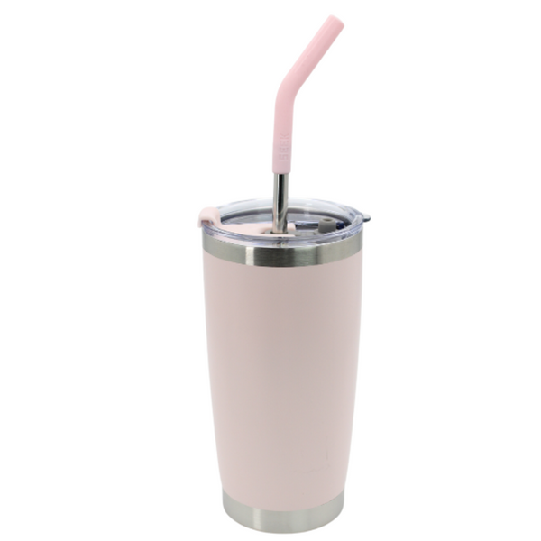 Nuevo Vaso Aislante 20 oz Mate Rosa Suave con Popote