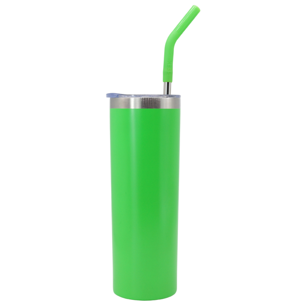Skinny Aislante 20 Oz con Popote Verde Neon